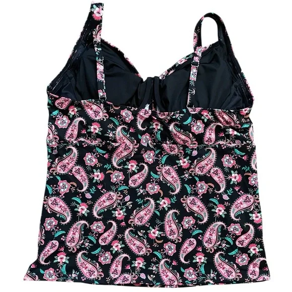 Land’s End Women's floral paisley print Tankini 18 Long vacation pool beach plus - Picture 3 of 5